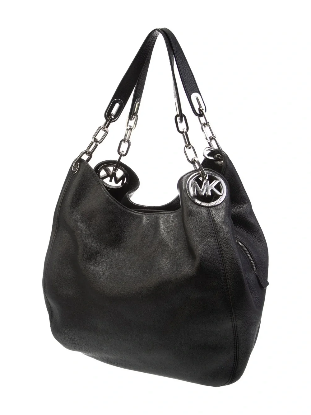 Michael Kors Fulton black pebbled leather large shoulder bag